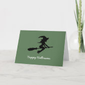 Prettig Halloween, Heks op Bezemsteel Kaart (Voorkant)