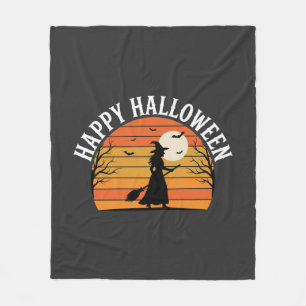 Prettig Halloween Heks Zonsondergang Ontwerp_1 Fleece Deken