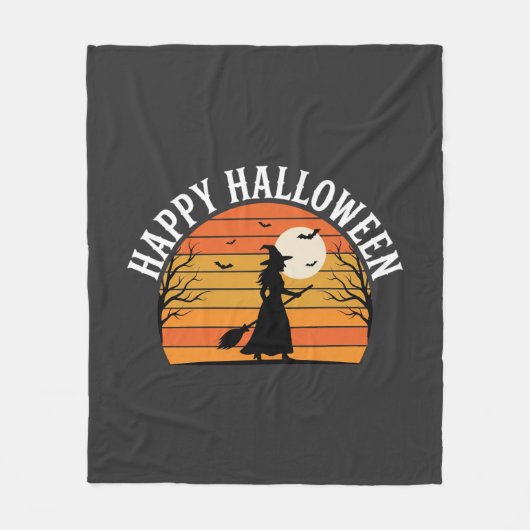 Prettig Halloween Heks Zonsondergang Ontwerp_1 Fleece Deken (Voorkant)