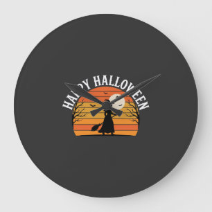 Prettig Halloween Heks Zonsondergang Ontwerp_1 Grote Klok