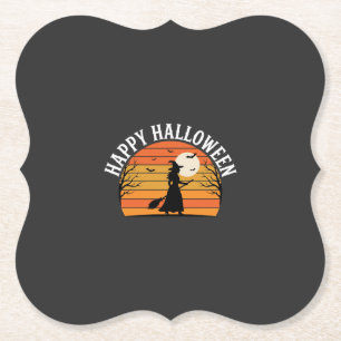 Prettig Halloween Heks Zonsondergang Ontwerp_1 Kartonnen Onderzetters