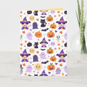 Prettig Halloween Heksen Geesten Katten Vleermuize Bedankkaart