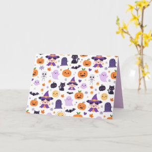 Prettig Halloween Heksen Geesten Katten Vleermuize Kaart