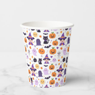 Prettig Halloween Heksen Geesten Katten Vleermuize Papieren Bekers