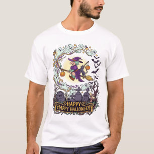 Prettig Halloween Heksenbezem Zwarte Kat Geesten_1 T-shirt