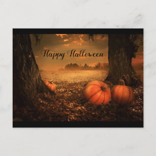 Prettig Halloween Herfst pompoen veld bladwijzer Feestdagenkaart