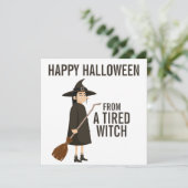 Prettig Halloween Humor Zwart-wit Heks Feestdagenkaart (Staand voorkant)