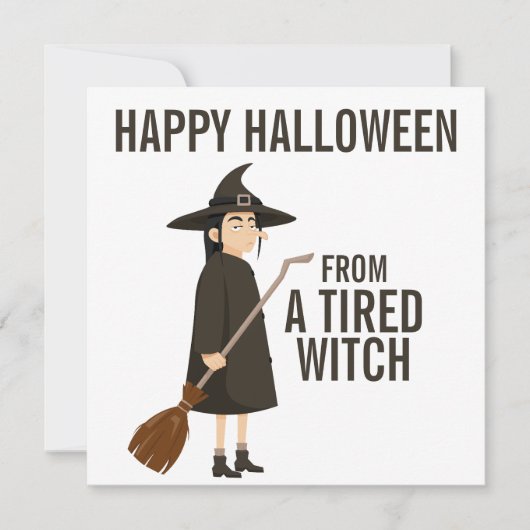 Prettig Halloween Humor Zwart-wit Heks Feestdagenkaart (Voorkant)
