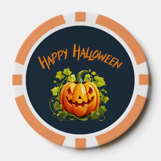 Prettig Halloween Jack-O-Lantern Brouwbekercup Poker Chips (Voorkant)