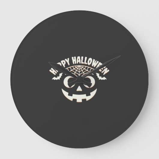 Prettig Halloween Jack-O-Lantern Gezicht Design_1 Grote Klok (Voorkant)