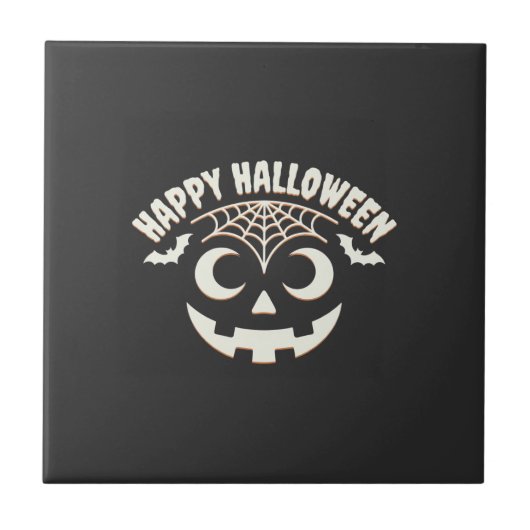Prettig Halloween Jack-O-Lantern Gezicht Design_1 Tegeltje (Voorkant)