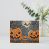 Prettig Halloween Jack O' Lantern-gloed Briefkaart (Staand voorkant)