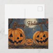Prettig Halloween Jack O' Lantern-gloed Briefkaart (Voorkant / Achterkant)