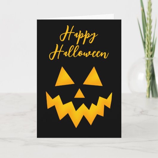 Prettig Halloween Jack O Lantern Pompoen Gezicht Kaart (Voorkant)