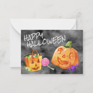 Prettig Halloween Jack O' Lantern Snoep Oranje Zwa Notitiekaartje