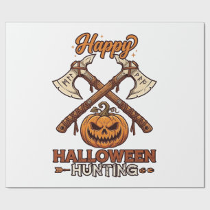 Prettig Halloween Jagen Gekruiste Bijlen Pompoen R Cadeaupapier