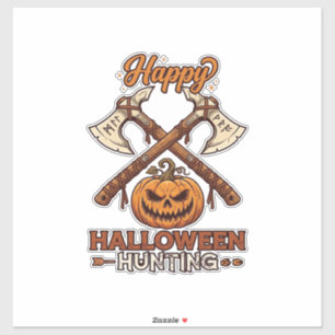 Prettig Halloween Jagen Gekruiste Bijlen Pompoen R Sticker