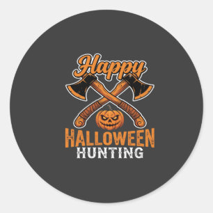 Prettig Halloween Jagen Gekruiste Bijlen Pompoen Ronde Sticker