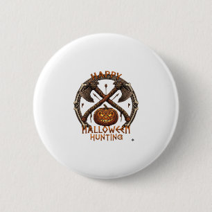 Prettig Halloween Jagen Pompoen Gekruiste Bijlen B Ronde Button 5,7 Cm
