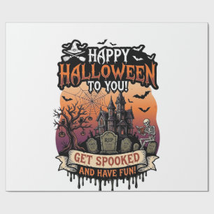 Prettig Halloween Je Geheime Huis Skelet Vleermuiz Cadeaupapier