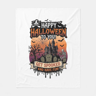 Prettig Halloween Je Geheime Huis Skelet Vleermuiz Fleece Deken