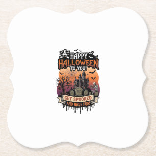 Prettig Halloween Je Geheime Huis Skelet Vleermuiz Kartonnen Onderzetters