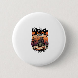 Prettig Halloween Je Geheime Huis Skelet Vleermuiz Ronde Button 5,7 Cm
