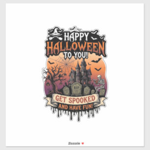 Prettig Halloween Je Geheime Huis Skelet Vleermuiz Sticker