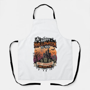 Prettig Halloween jij Geheime Huis Skelet Vleermui Schort
