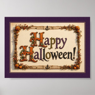 Prettig Halloween Jute Pompoen Bord Poster