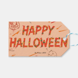 Prettig Halloween kaart, Minimalistische moderne H Cadeaulabel