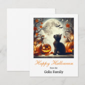 Prettig Halloween  Kat Pompoen  Auto Notitie Notitiekaartje (Voorkant / Achterkant)