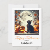 Prettig Halloween  Kat Pompoen  Notitie Auto Notitiekaartje (Voorkant)