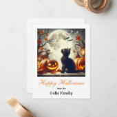 Prettig Halloween Kat Pompoen Notitie Auto Notitiekaartje (Voorkant / Achterkant in situ)