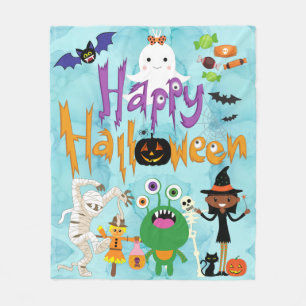 Prettig Halloween Kinderen Cute en Spooky Waterver Fleece Deken