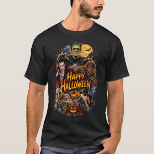Prettig Halloween Klassieke Monsters Vintage Horro T-shirt