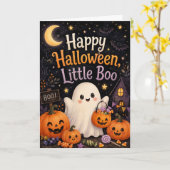 Prettig Halloween Kleine Boo Kaart (Gele Bloem)