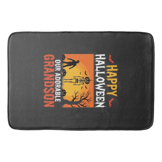 Prettig Halloween Kleinzoon Skelet Pompoen Badmat (Voorkant)