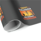 Prettig Halloween Kleinzoon Skelet Pompoen Cadeaupapier (Rol Hoek)