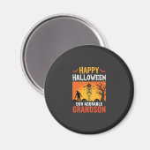 Prettig Halloween Kleinzoon Skelet Pompoen Magneet (Voorkant / Achterkant)