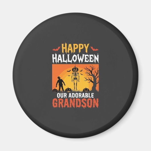 Prettig Halloween Kleinzoon Skelet Pompoen Magneet (Voorkant)