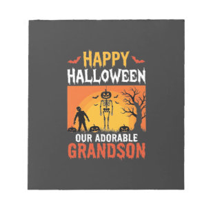 Prettig Halloween Kleinzoon Skelet Pompoen Notitieblok