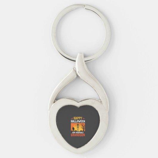 Prettig Halloween Kleinzoon Skelet Pompoen Sleutelhanger (Voorkant)