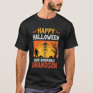 Prettig Halloween Kleinzoon Skelet Pompoen T-shirt