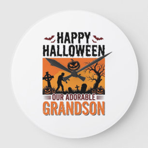 Prettig Halloween Kleinzoon Vintage Griezellig Shi Grote Klok