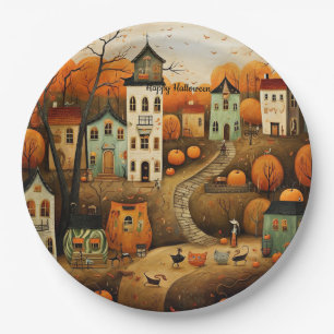 Prettig Halloween kleurrijke illustratie Papieren Bordje