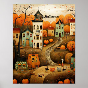 Prettig Halloween kleurrijke illustratie Poster