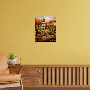 Prettig Halloween kleurrijke illustratie Poster