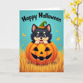Prettig Halloween Knuffeldier Kaart (Gele Bloem)