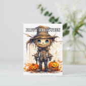 Prettig Halloween | Knuffelige Vogelverschrikker Briefkaart (Staand voorkant)